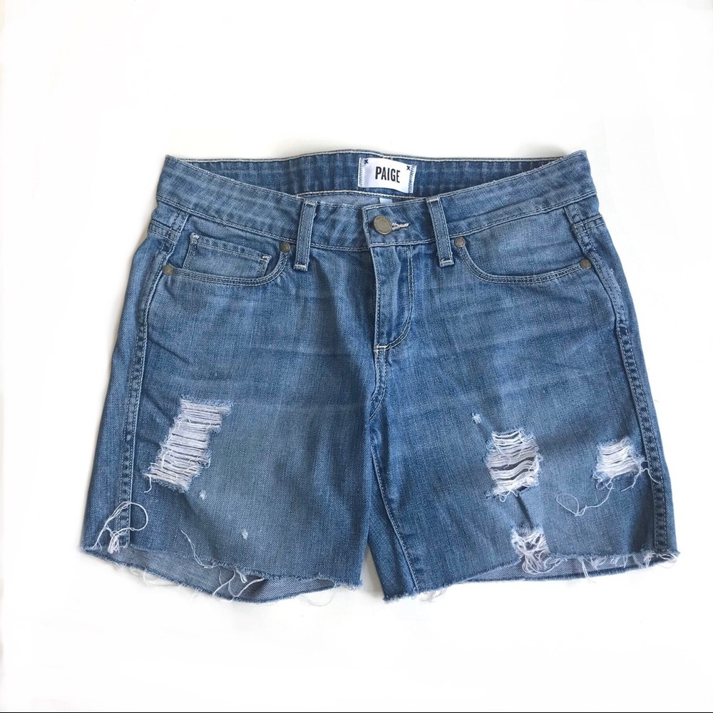 PAIGE Grant Destructed Denim Short Sunbaked 23